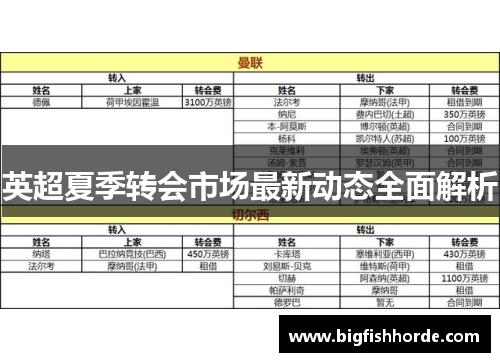 英超夏季转会市场最新动态全面解析